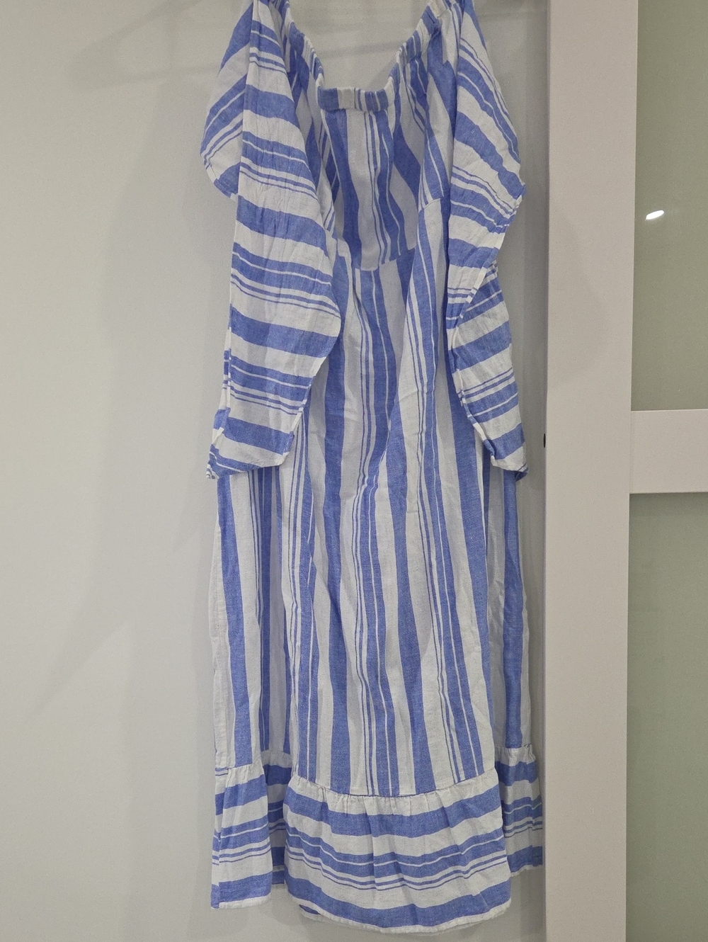 New York & Company Blue and White Striped Maxi Dress